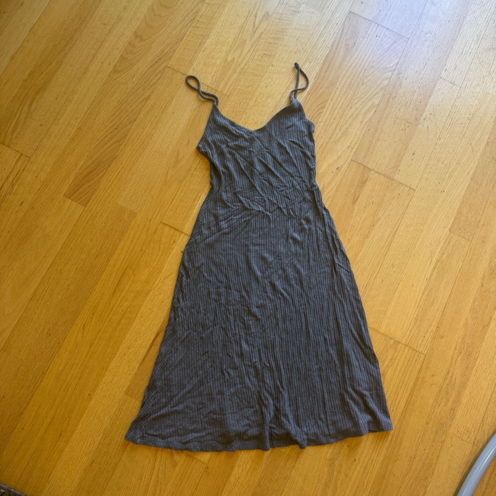 Reformation Charcoal Ribbed Slip Dress